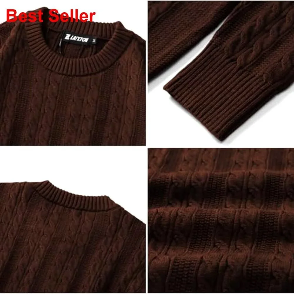 Oversized Cable Knit Sweater Pullover Crewneck Unisex Casual Streetwear